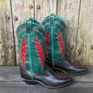 Vintage Code West Teal, Red and Black Women's Cowboy Boots